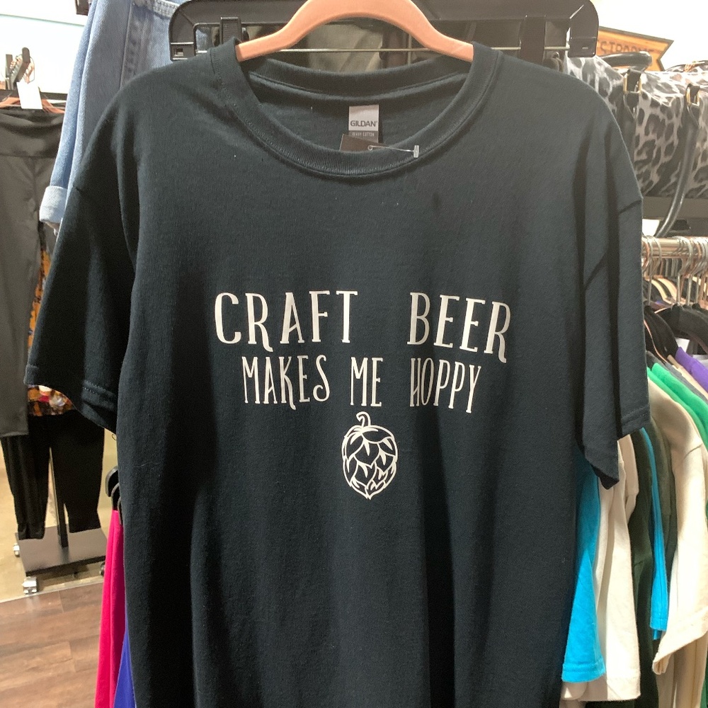 Craft Beer Makes Me Hoppy Purple Short Sleeve Graphic Tee NEW